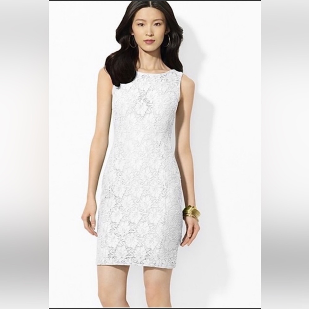 LAUREN by Ralph Lauren white lace summer white dress